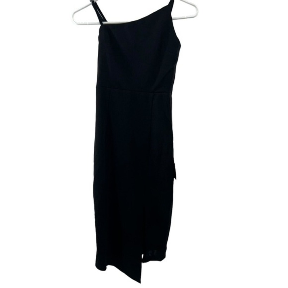 Lulus Shape The‎ Night Asymmetrical Midi Bodycon Womens Size X-Small Black Dress